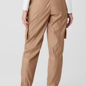 ALO Yoga Faux Leather Tan Cargo Joggers